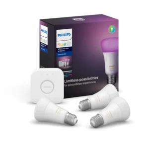 Philips Hue Color Starter Kit- V3- E27 (3 Bulbs + Bridge)