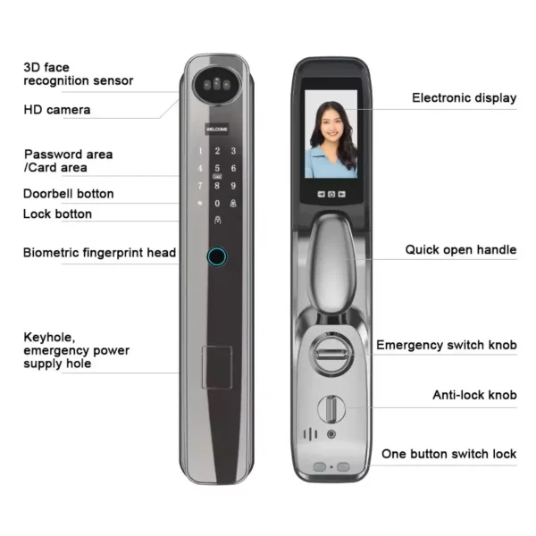 Tuya WiFi Intercom Face Recognition Smart Door Lock with Camera - Amel ...